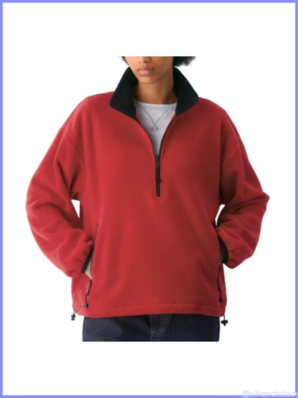 Oversized Fleece Jacket Half Zip Pullover Sherpa Sweatshirt with Pockets